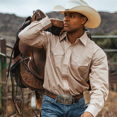 Diamond Print Western Shirt Orange | Stetson Men