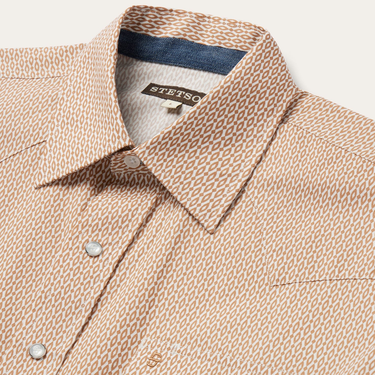 Diamond Print Western Shirt Orange | Stetson Men