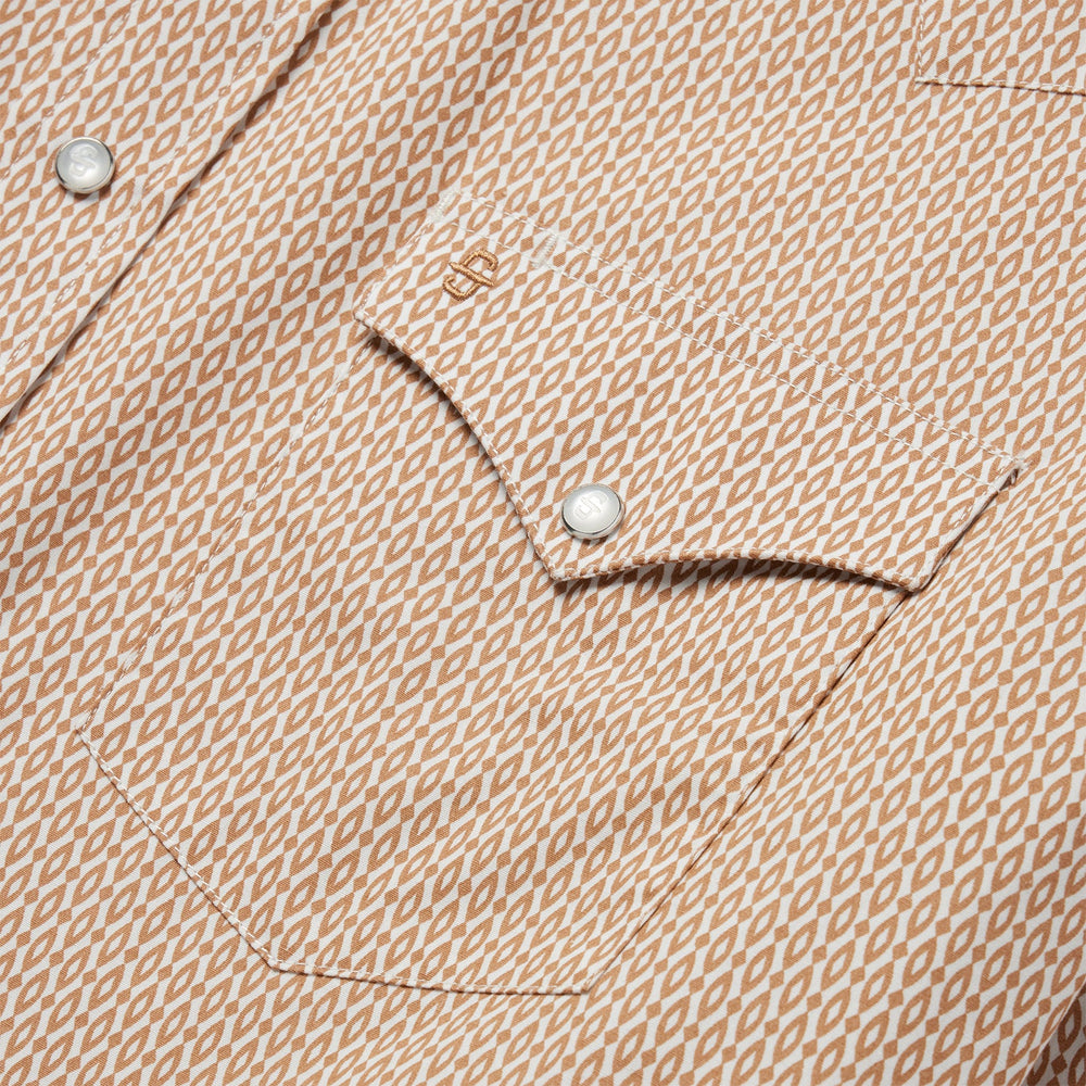 Diamond Print Western Shirt Orange | Stetson Men