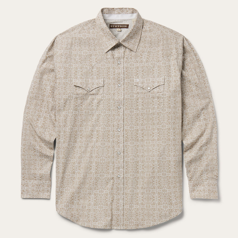 Medallion Print Western Shirt Brown | Stetson Men