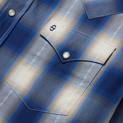 Blue Ombre Plaid Short Sleeve Western Shirt Blue | Stetson Men