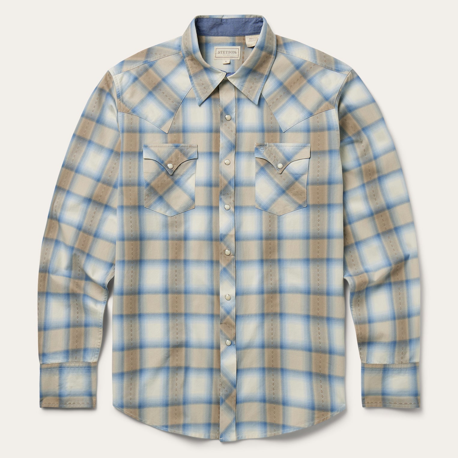 Sand Plaid Dobby Western Shirt Brown | Stetson Men