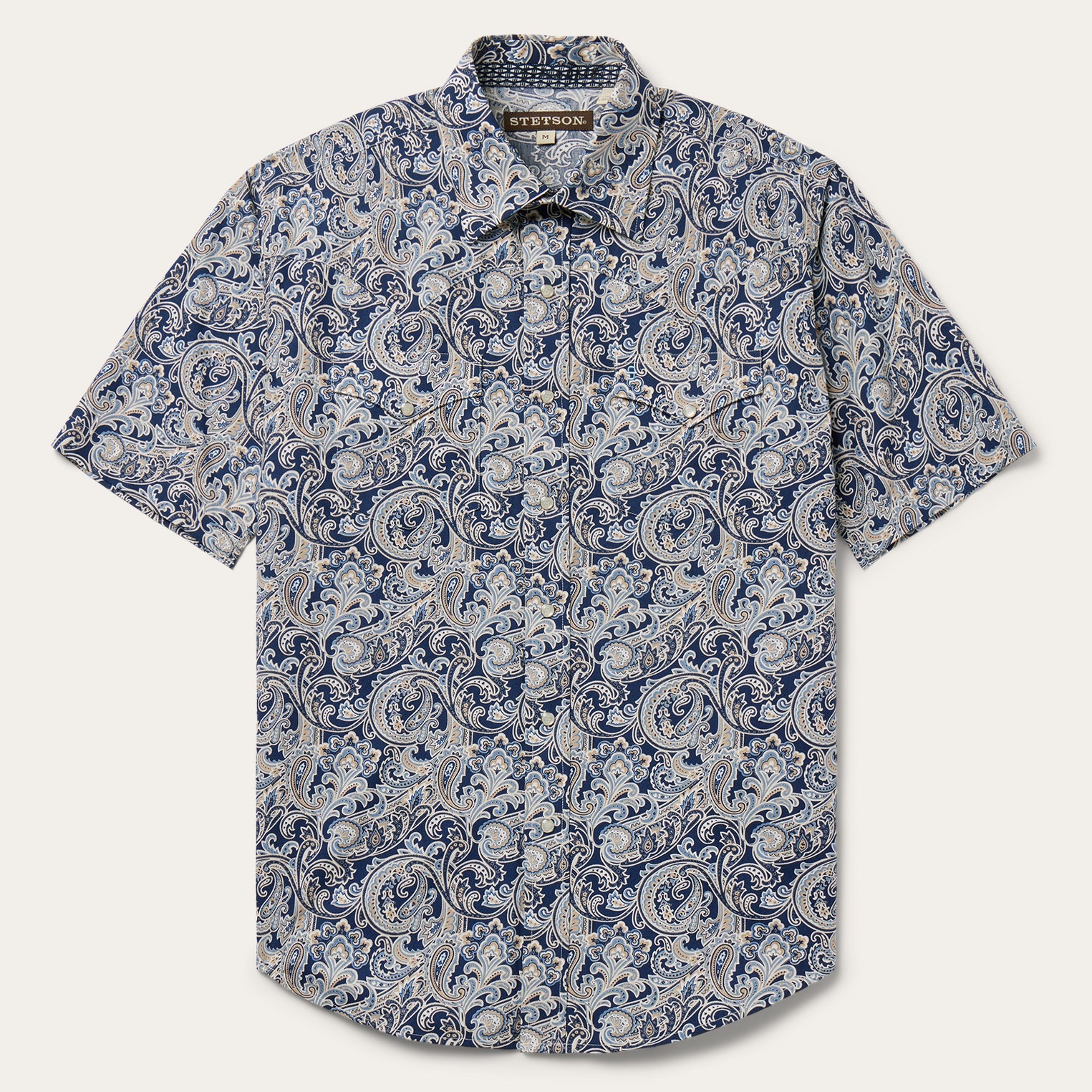 Greenspring Paisley Short Sleeve Western Shirt Blue | Stetson Men