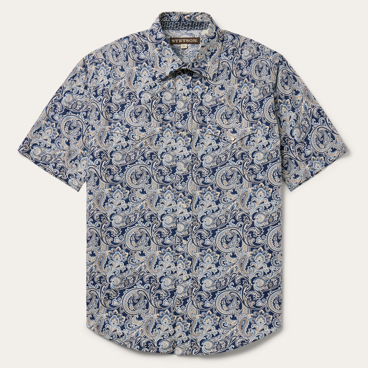 Greenspring Paisley Short Sleeve Western Shirt Blue | Stetson Men