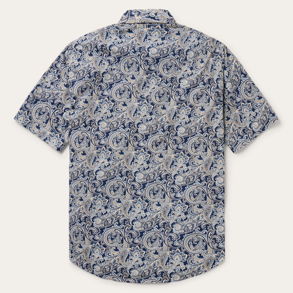 Greenspring Paisley Short Sleeve Western Shirt Blue | Stetson Men