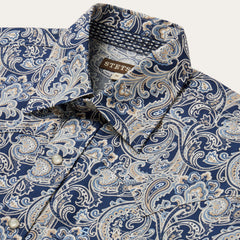 Greenspring Paisley Short Sleeve Western Shirt Blue | Stetson Men
