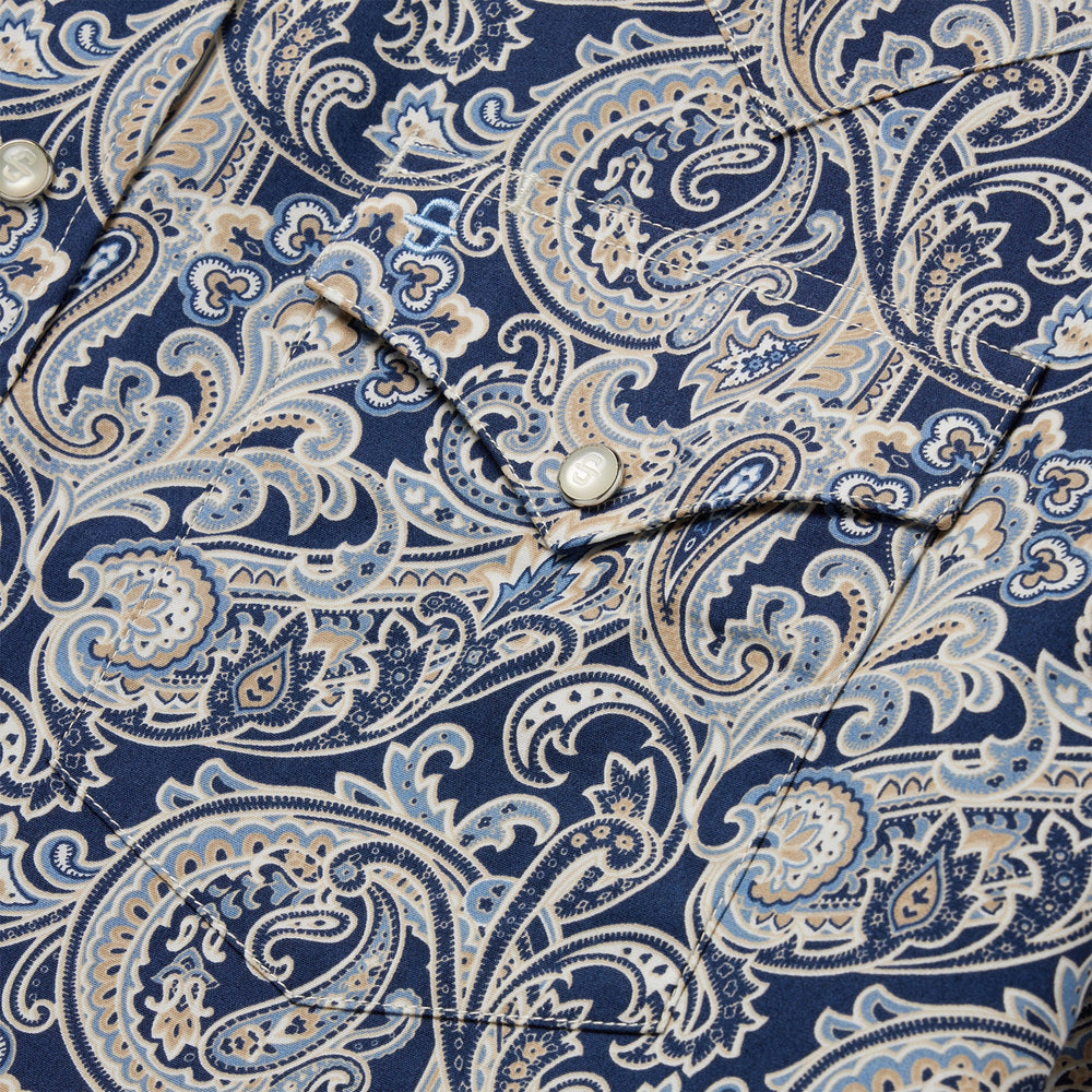 Greenspring Paisley Short Sleeve Western Shirt Blue | Stetson Men