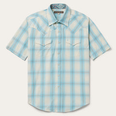 Ombre Plaid Short Sleeve Western Shirt Blue | Stetson Men