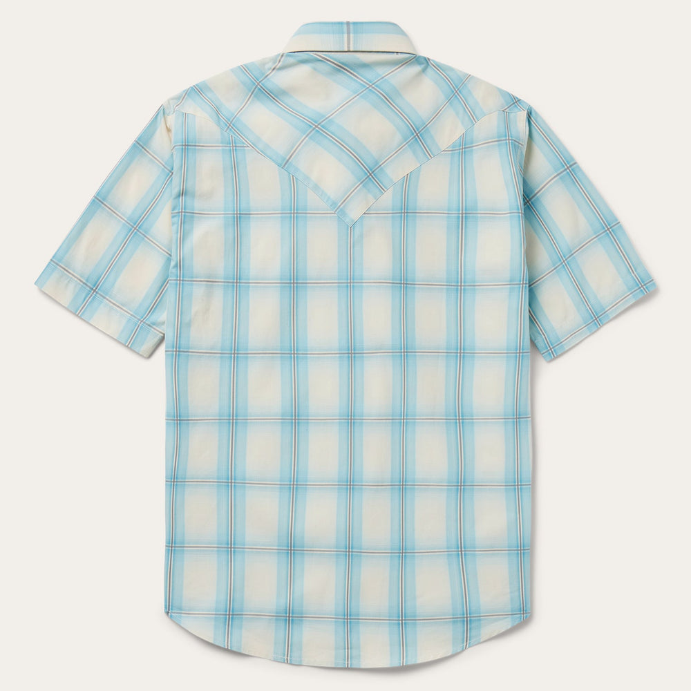 Ombre Plaid Short Sleeve Western Shirt Blue | Stetson Men