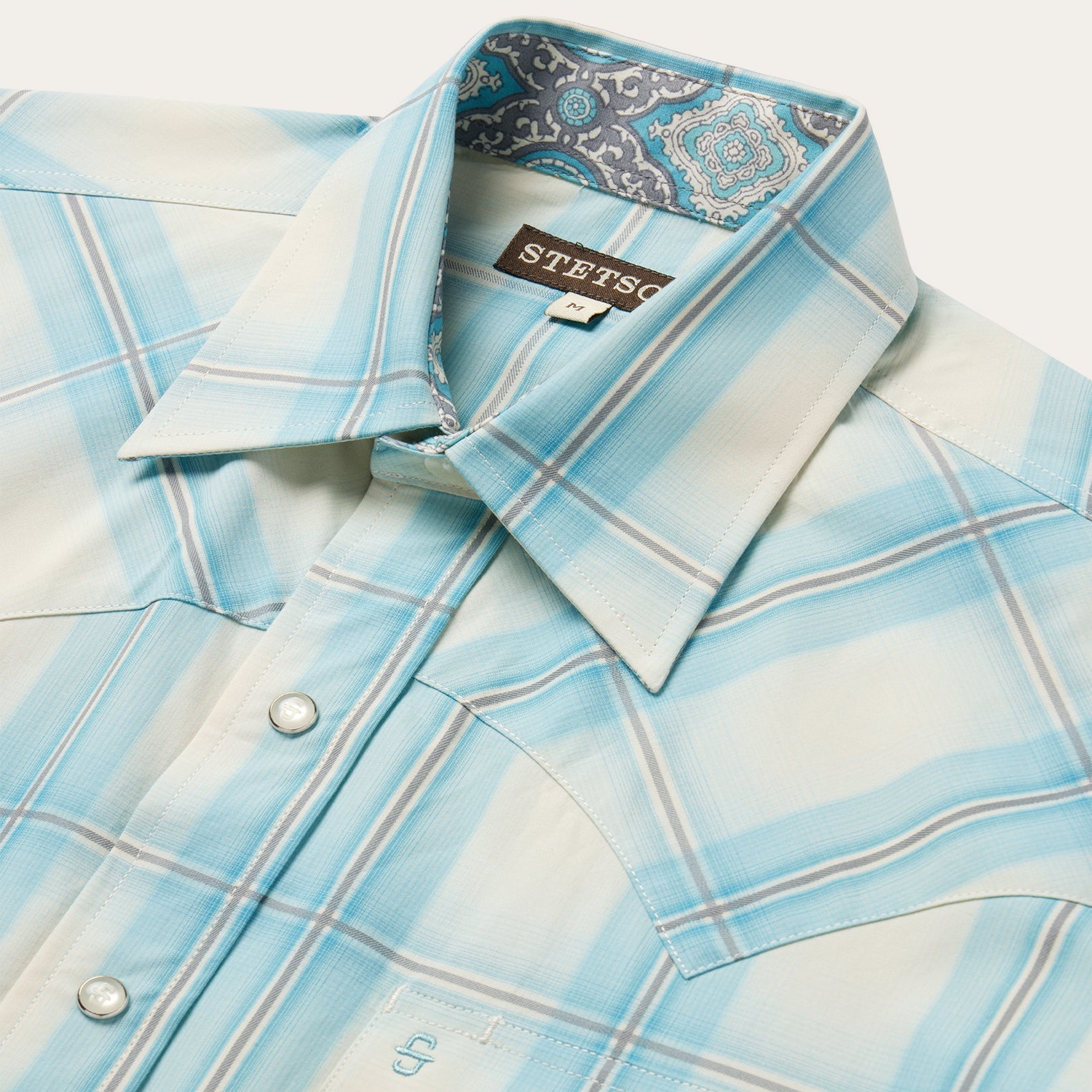 Ombre Plaid Short Sleeve Western Shirt Blue | Stetson Men