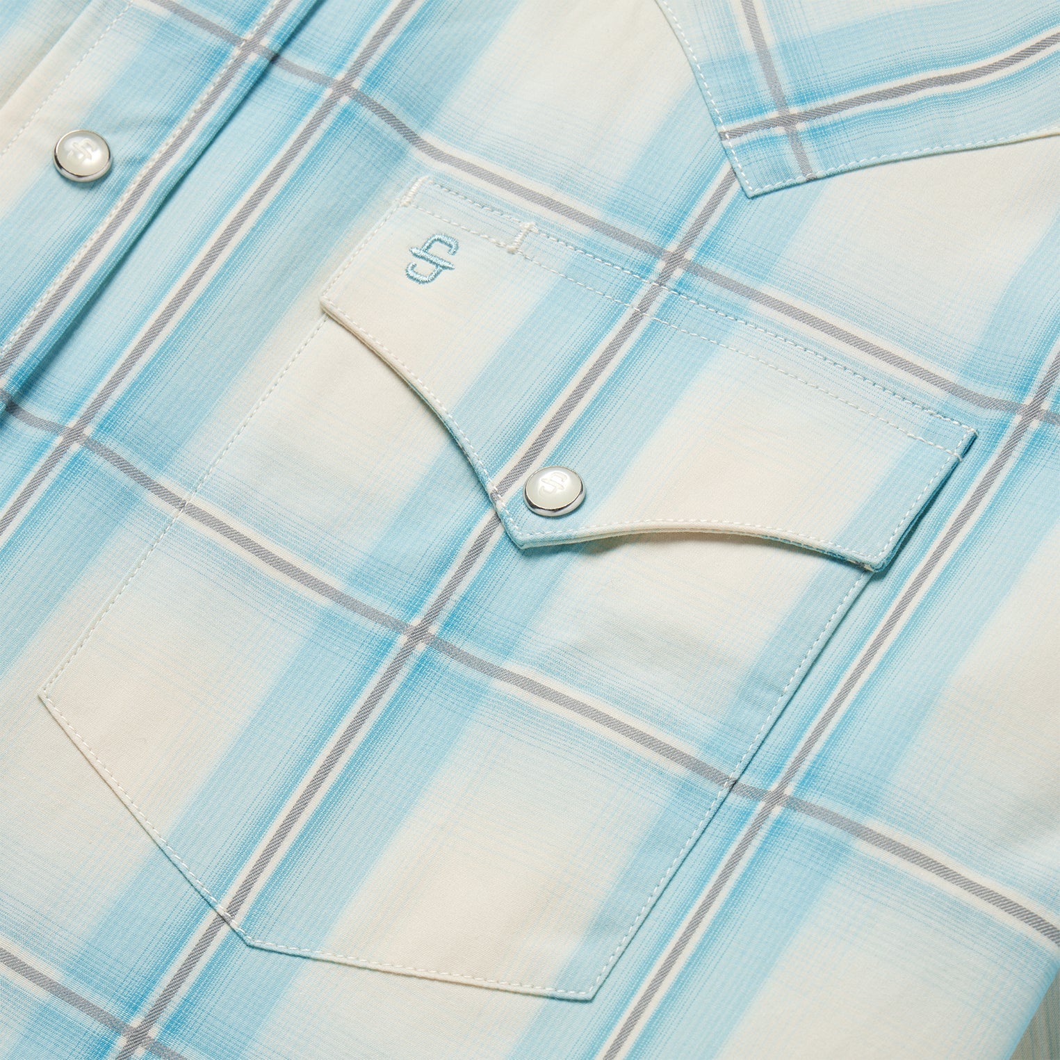 Ombre Plaid Short Sleeve Western Shirt Blue | Stetson Men