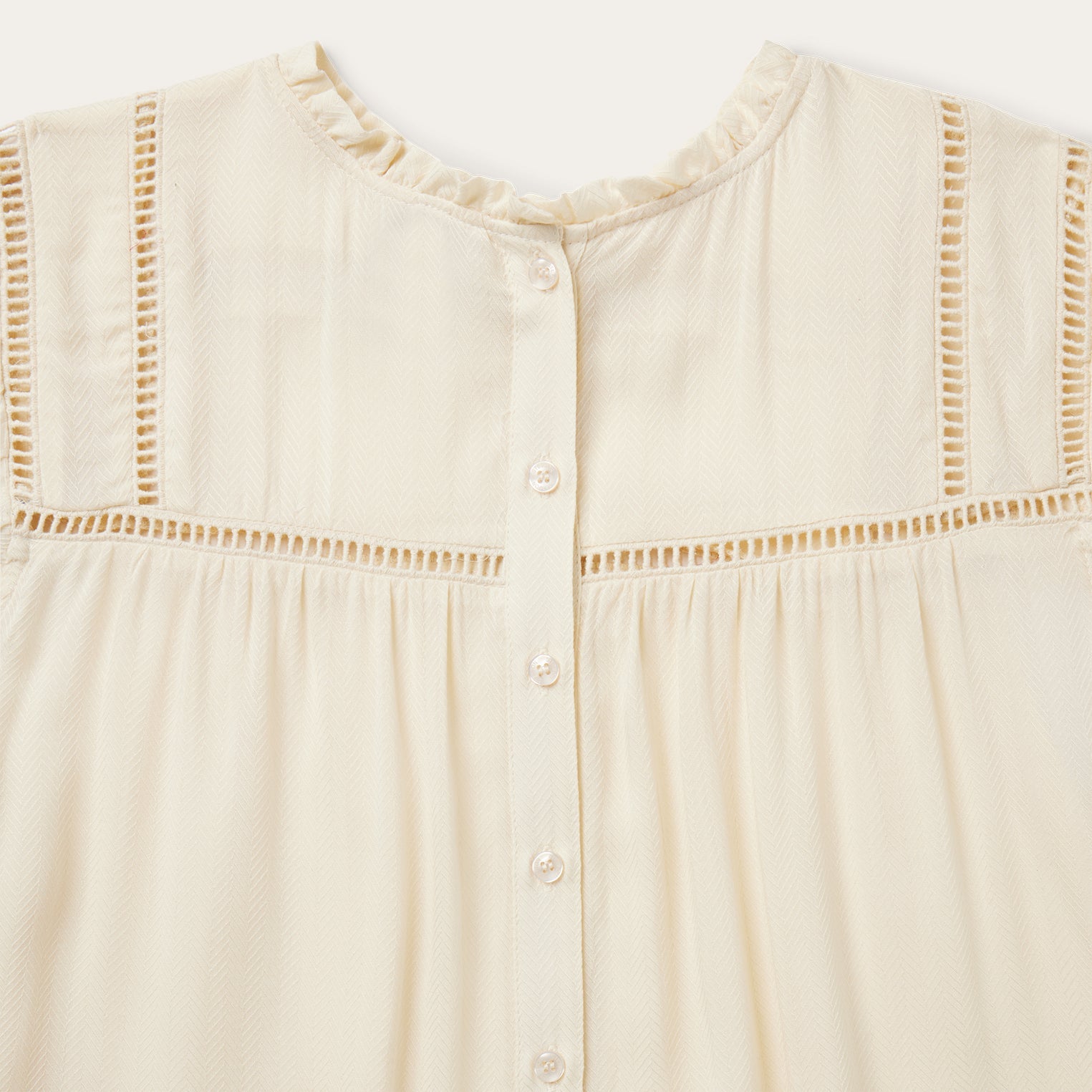 Cream Herringbone Blouse White | Stetson Women