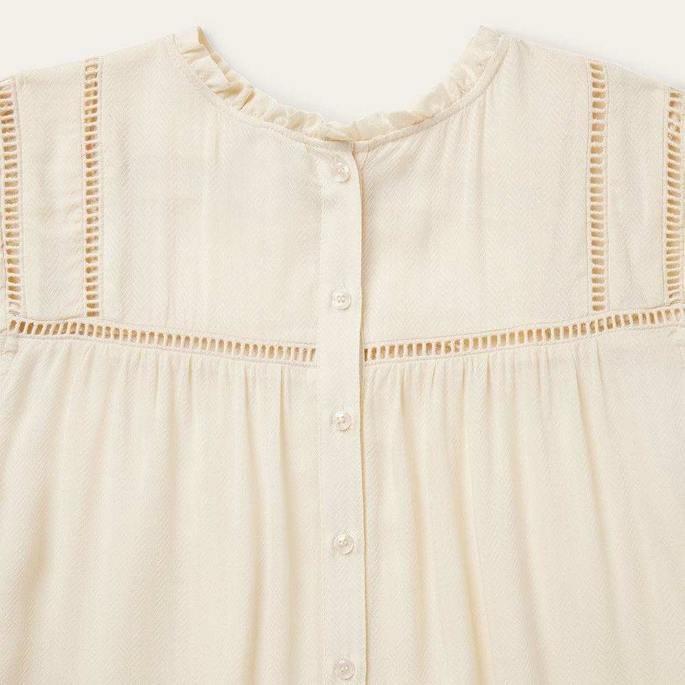 Cream Herringbone Blouse White | Stetson Women