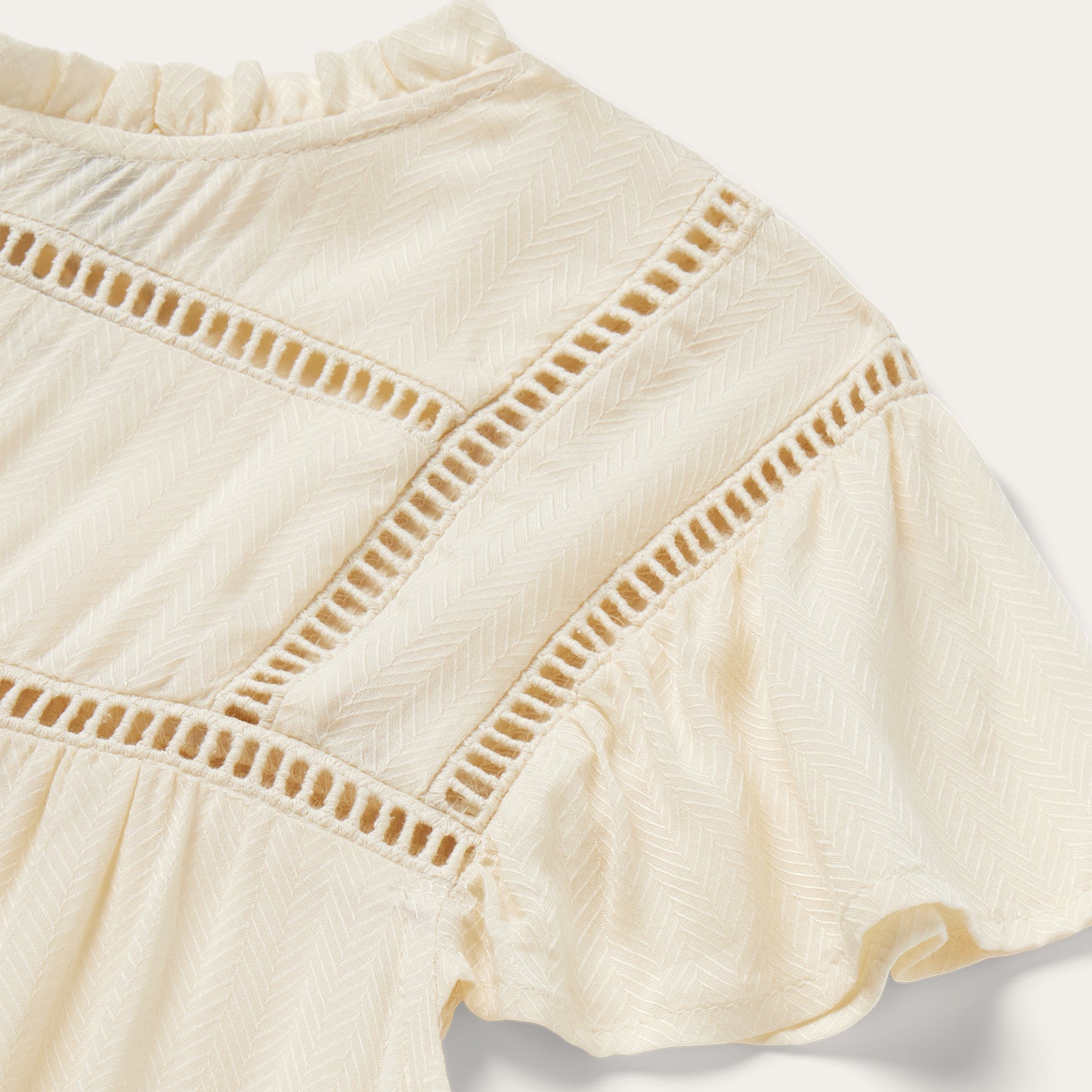 Cream Herringbone Blouse White | Stetson Women
