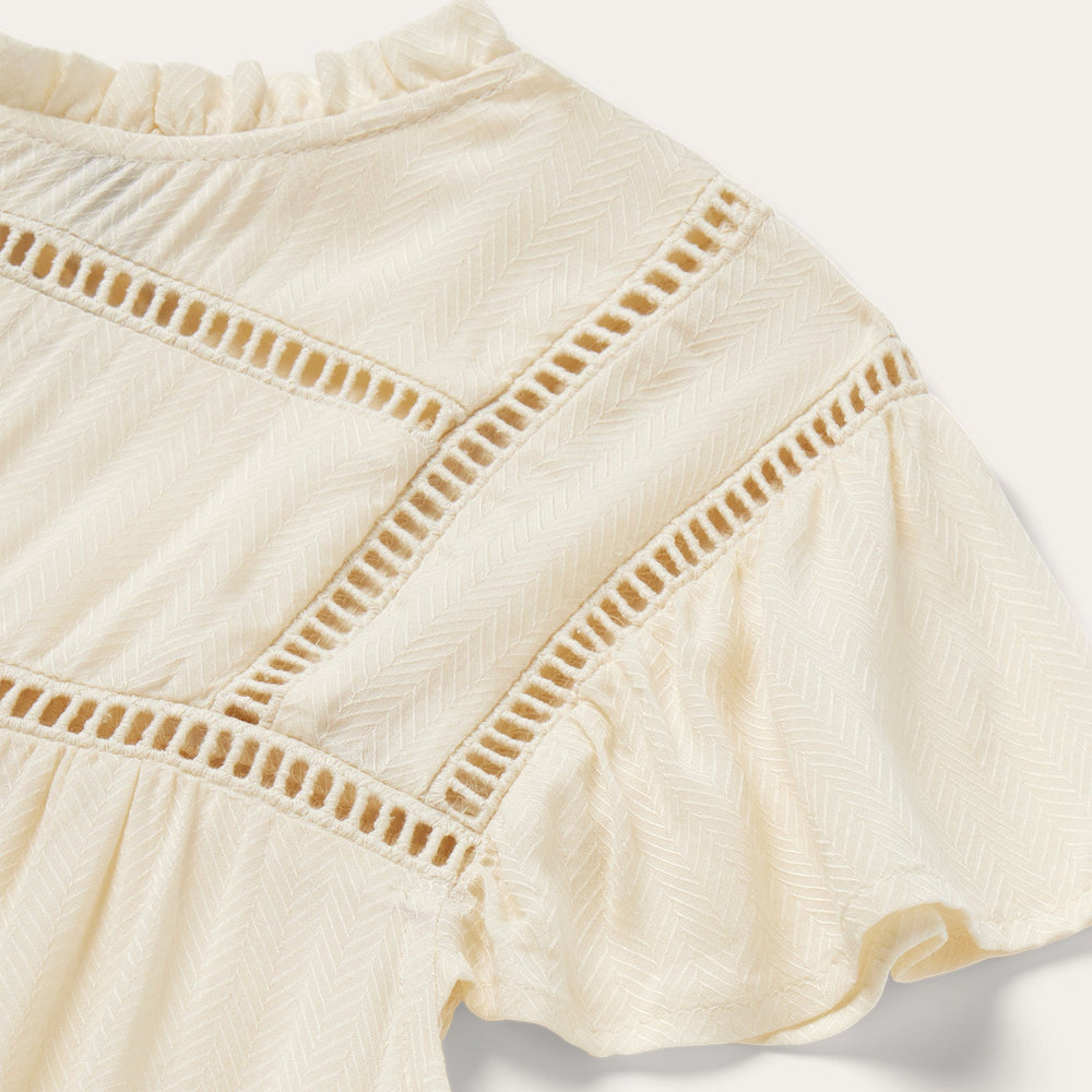 Cream Herringbone Blouse White | Stetson Women