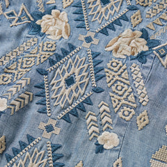 Embroidered Denim Twill Shirt Dress Blue | Stetson Women