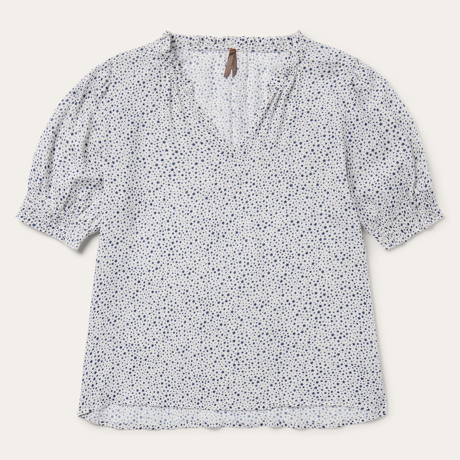 Stars Print Peasant Blouse White | Stetson Women