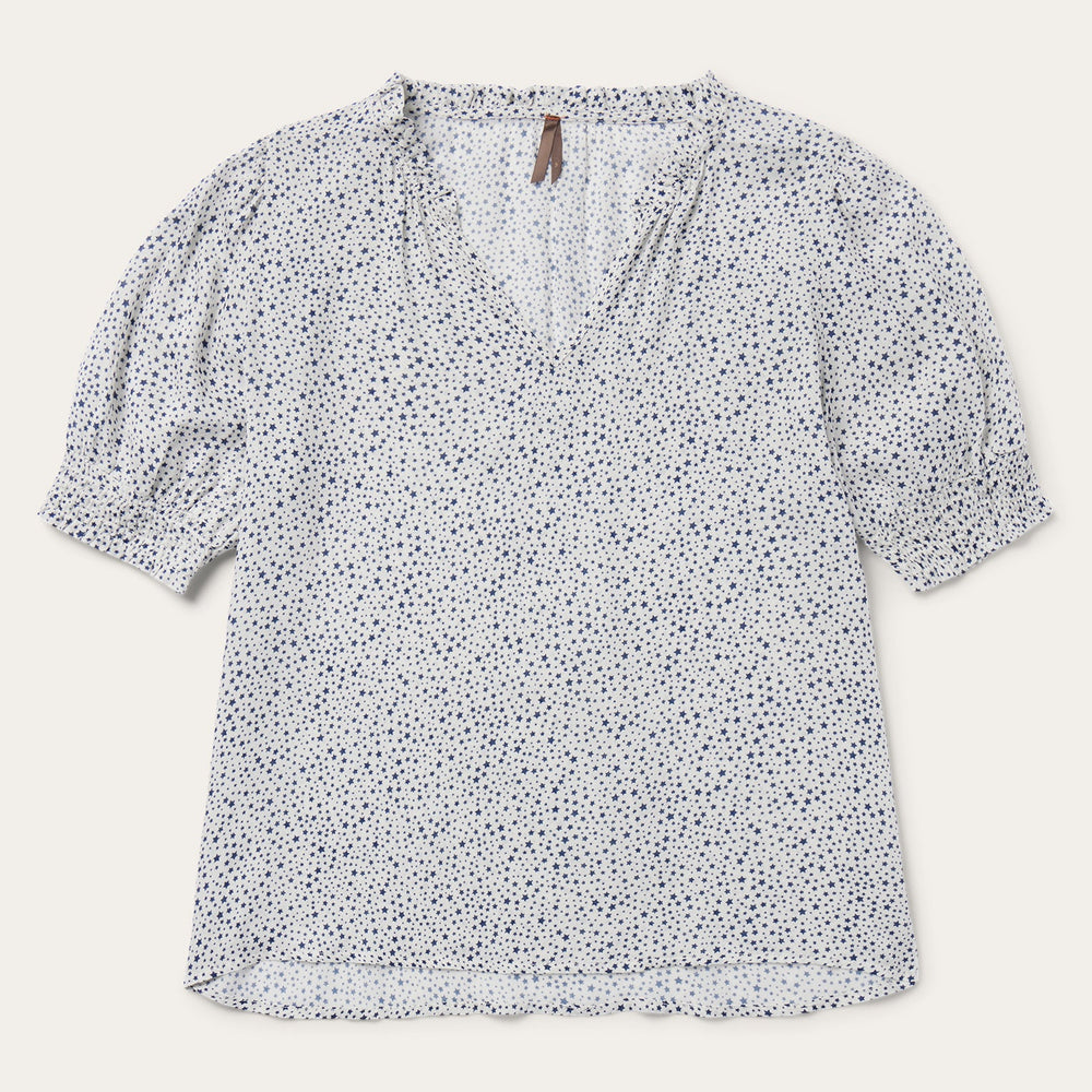 Stars Print Peasant Blouse White | Stetson Women