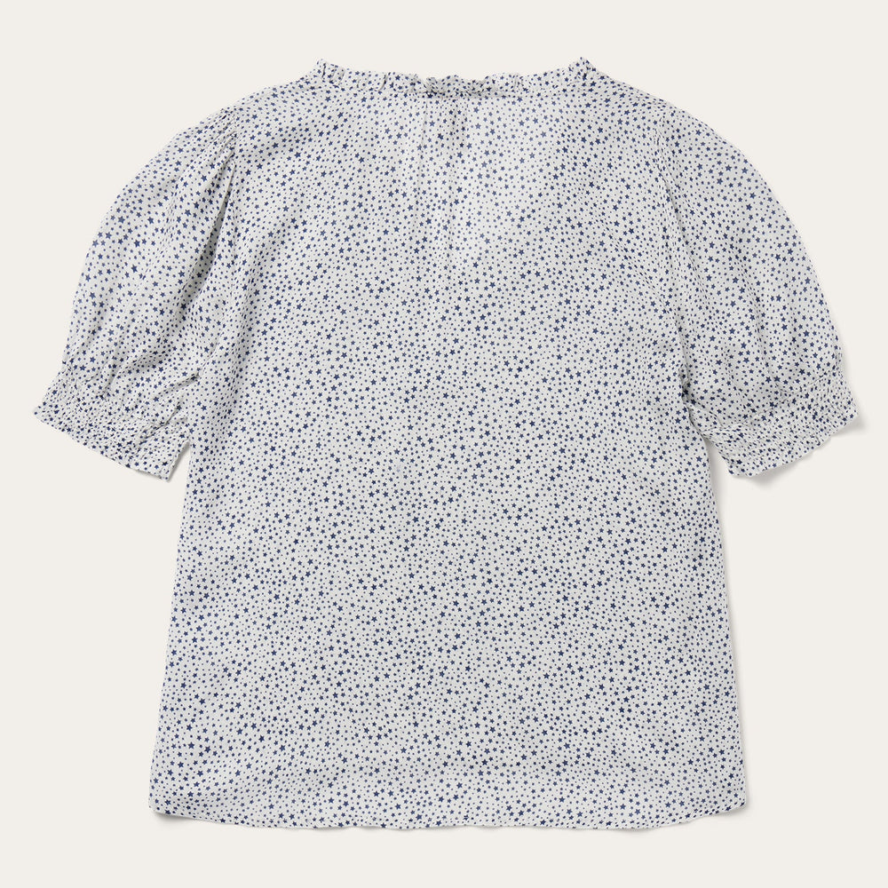 Stars Print Peasant Blouse White | Stetson Women