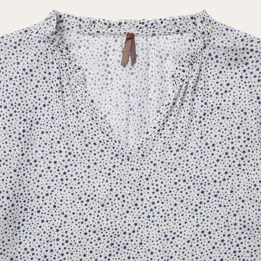 Stars Print Peasant Blouse White | Stetson Women