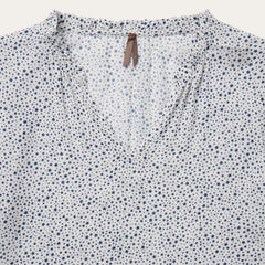 Stars Print Peasant Blouse White | Stetson Women