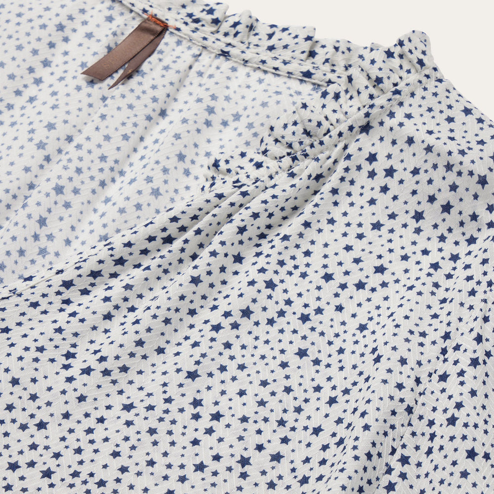 Stars Print Peasant Blouse White | Stetson Women
