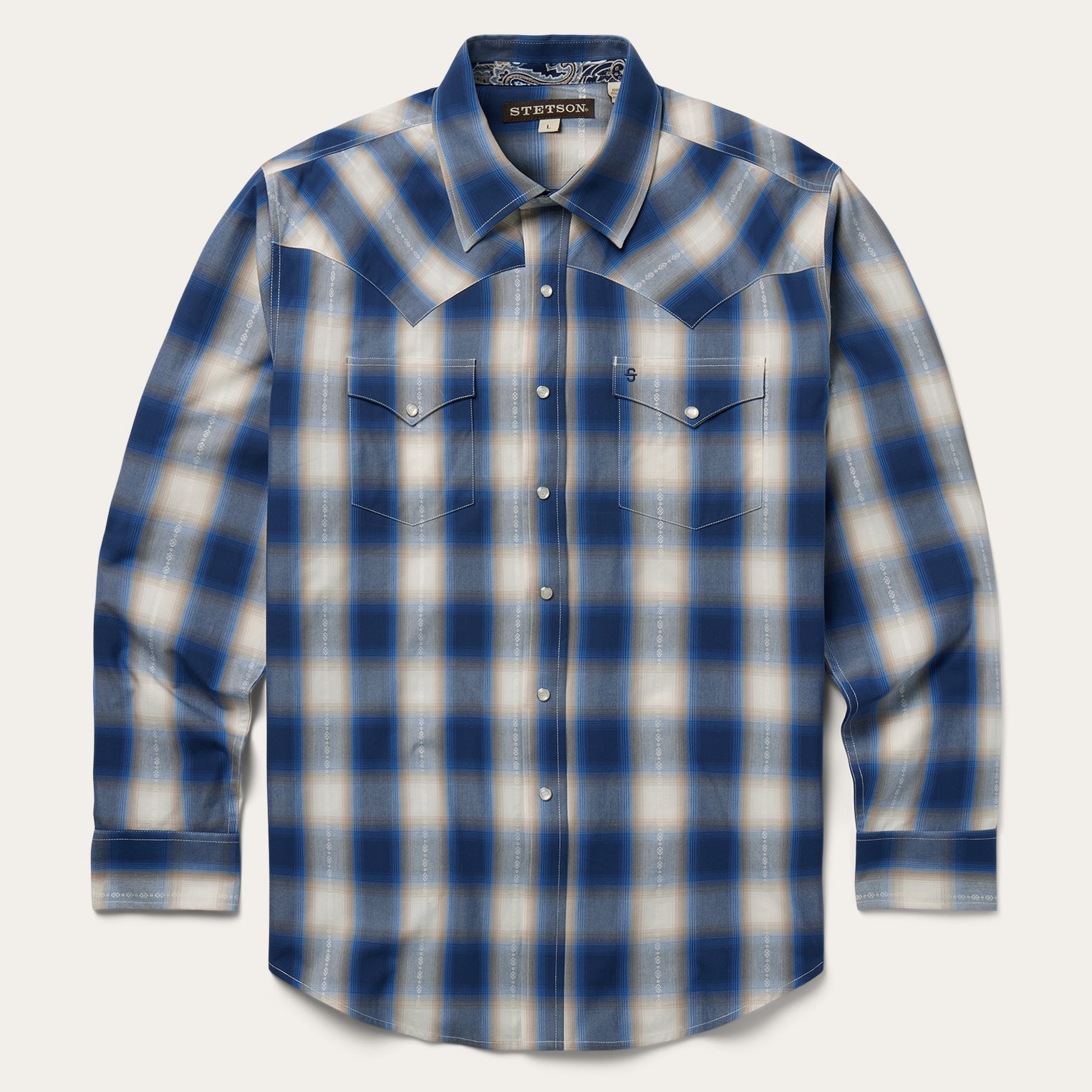 Blue Ombre Plaid Western Shirt Blue | Stetson Men