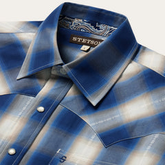 Blue Ombre Plaid Western Shirt Blue | Stetson Men