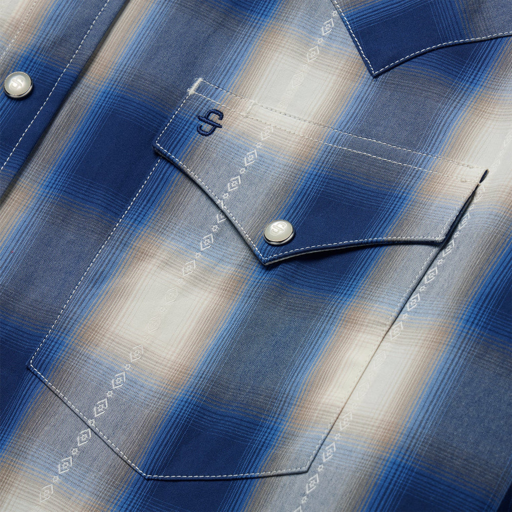 Blue Ombre Plaid Western Shirt Blue | Stetson Men
