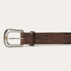 Ostrich Print Croco Embossed Western Tabs Belt Cognac/California Nut | Stetson Men