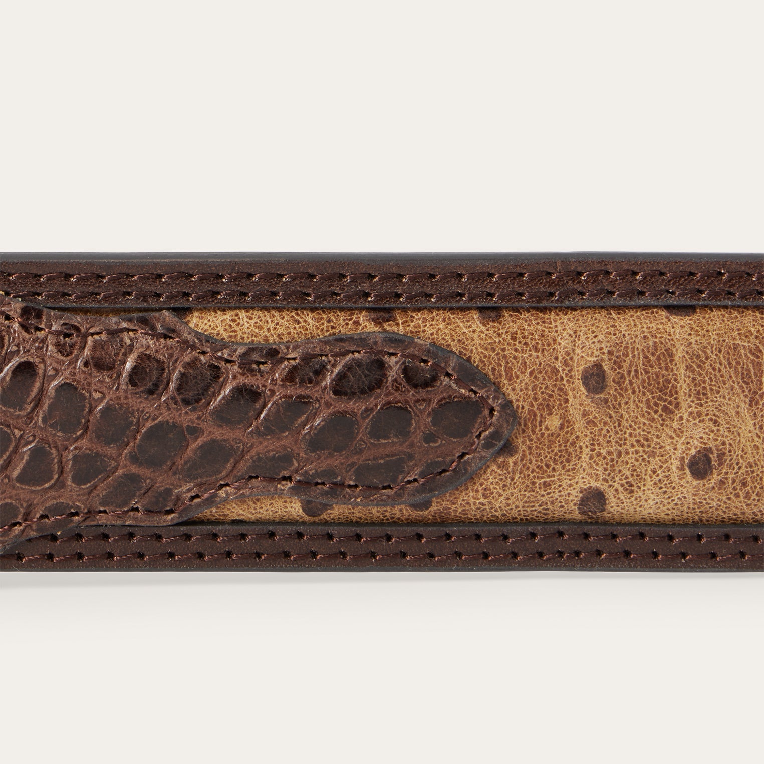 Ostrich Print Croco Embossed Western Tabs Belt Cognac/California Nut | Stetson Men