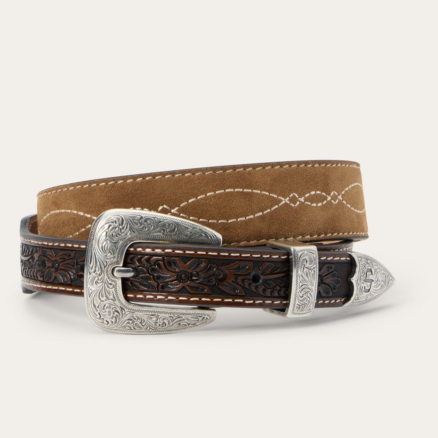 Tooled Tapered Belt Brown/Sand | Stetson Men