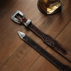 Tooled Tapered Belt Brown/Sand | Stetson Men