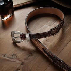 Tooled Tapered Belt Brown/Sand | Stetson Men