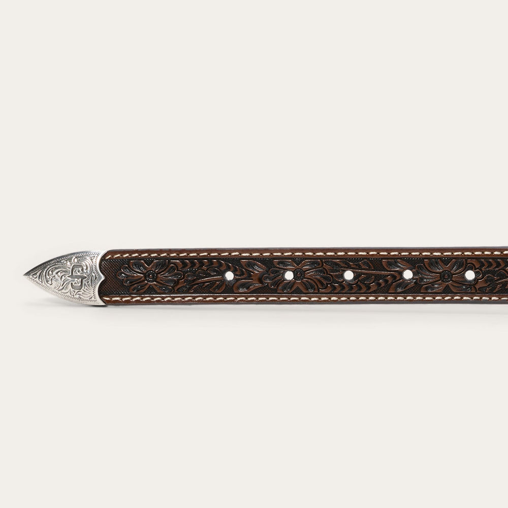 Tooled Tapered Belt Brown/Sand | Stetson Men