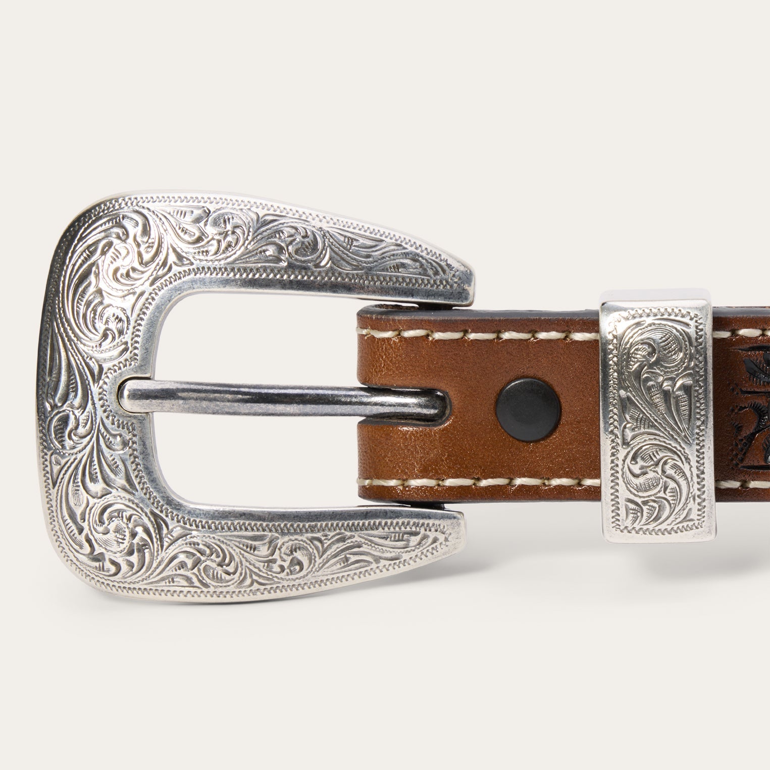Tooled Tapered Belt Brown/Sand | Stetson Men