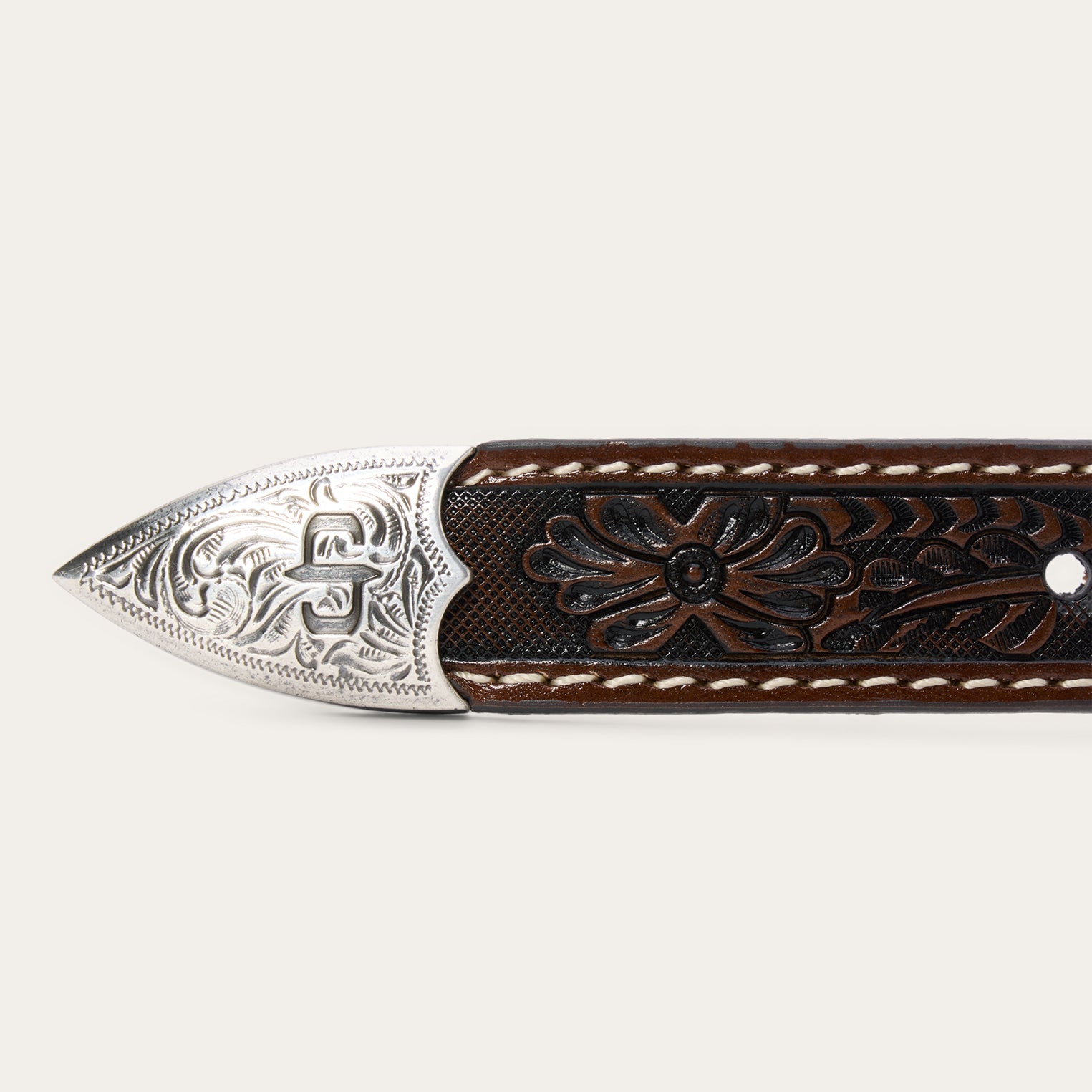Tooled Tapered Belt Brown/Sand | Stetson Men