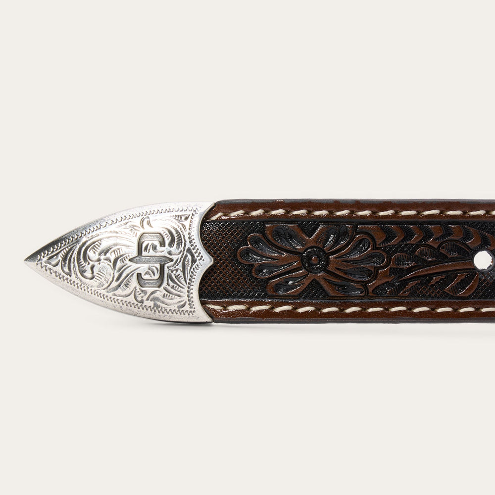 Tooled Tapered Belt Brown/Sand | Stetson Men