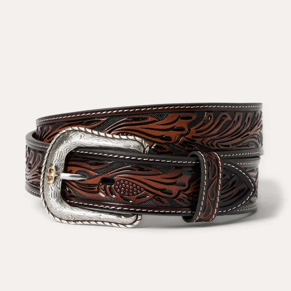 Tooled Belt Dark Brown | Stetson Men