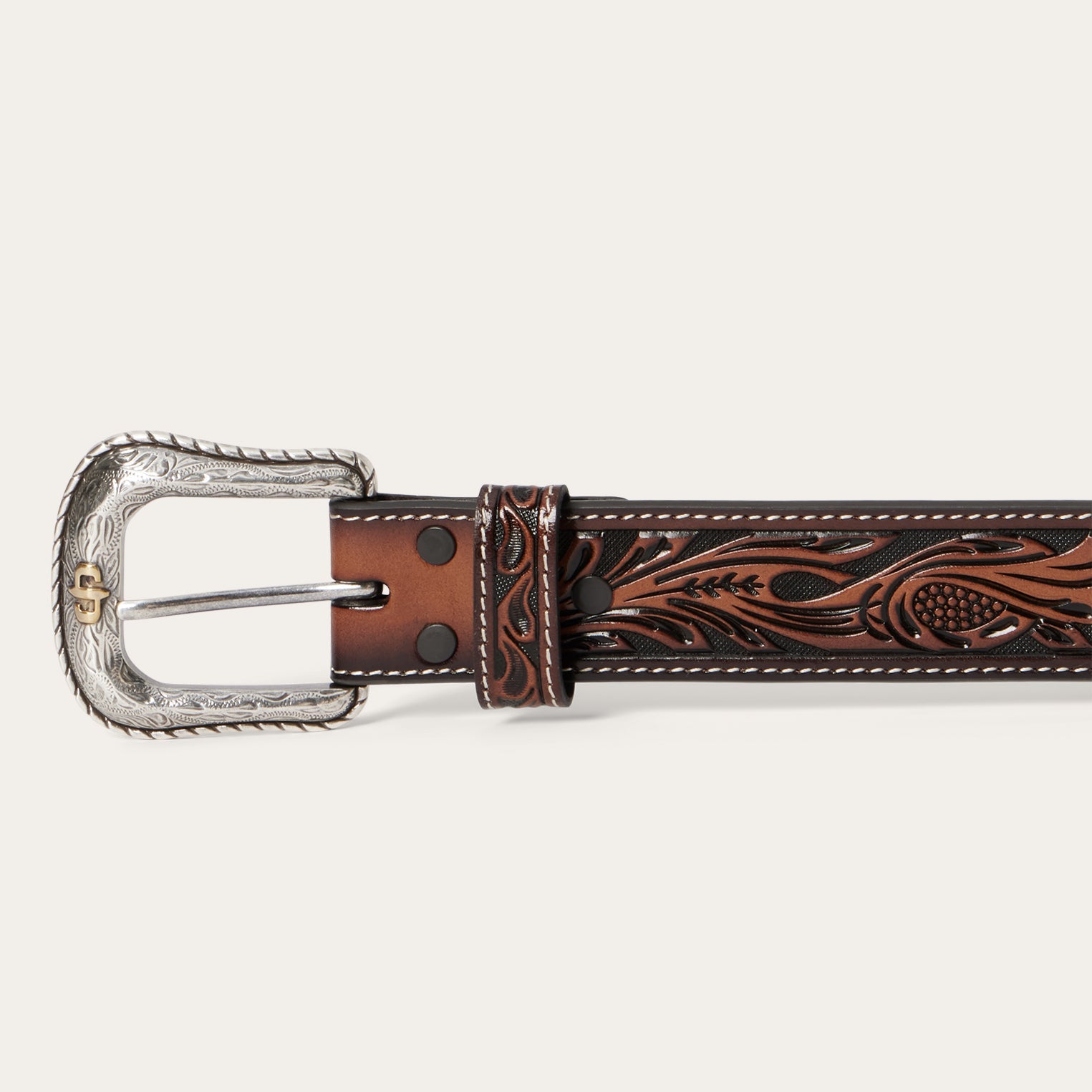 Tooled Belt Dark Brown | Stetson Men