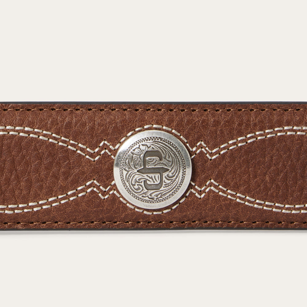 Pebble Leather Basket Weave Tabs Belt Natural/Brown | Stetson Men