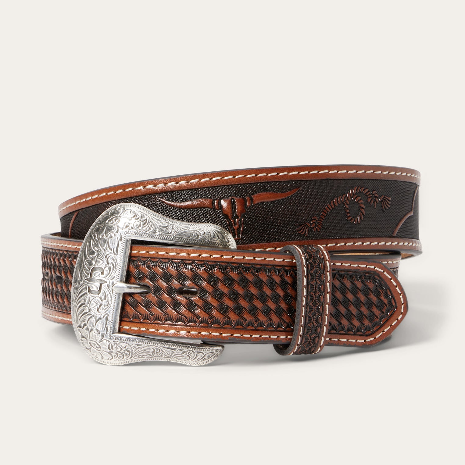 Western Icons Tooled Belt Cognac | Stetson Men