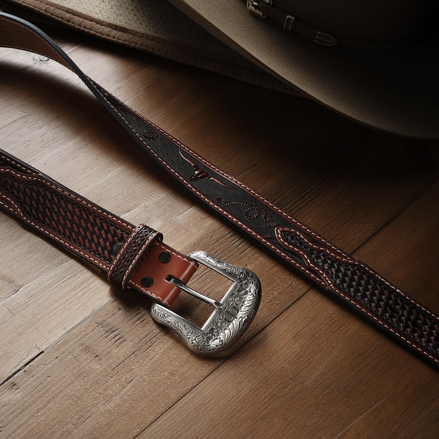 Western Icons Tooled Belt Cognac | Stetson Men