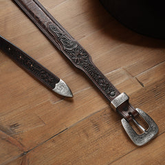 Croco Print Tooled Tapered Belt Brown/Cognac | Stetson Men