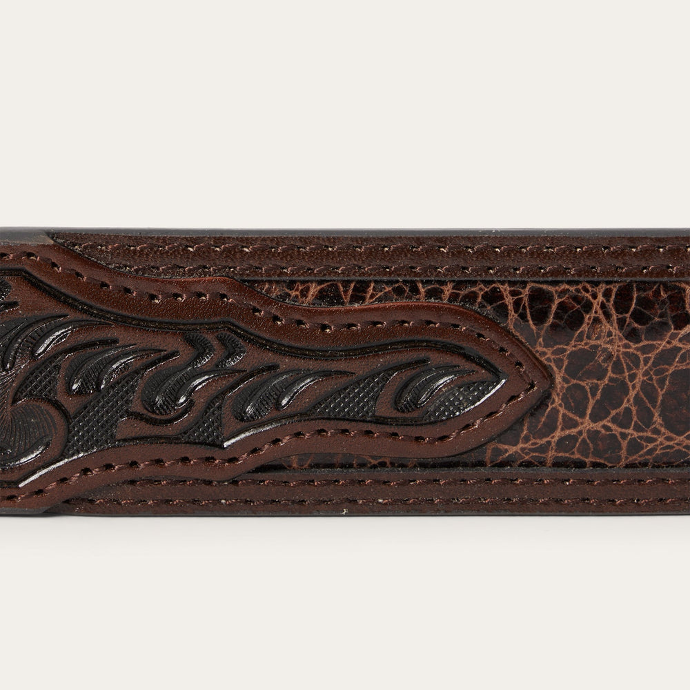 Croco Print Tooled Tapered Belt Brown/Cognac | Stetson Men