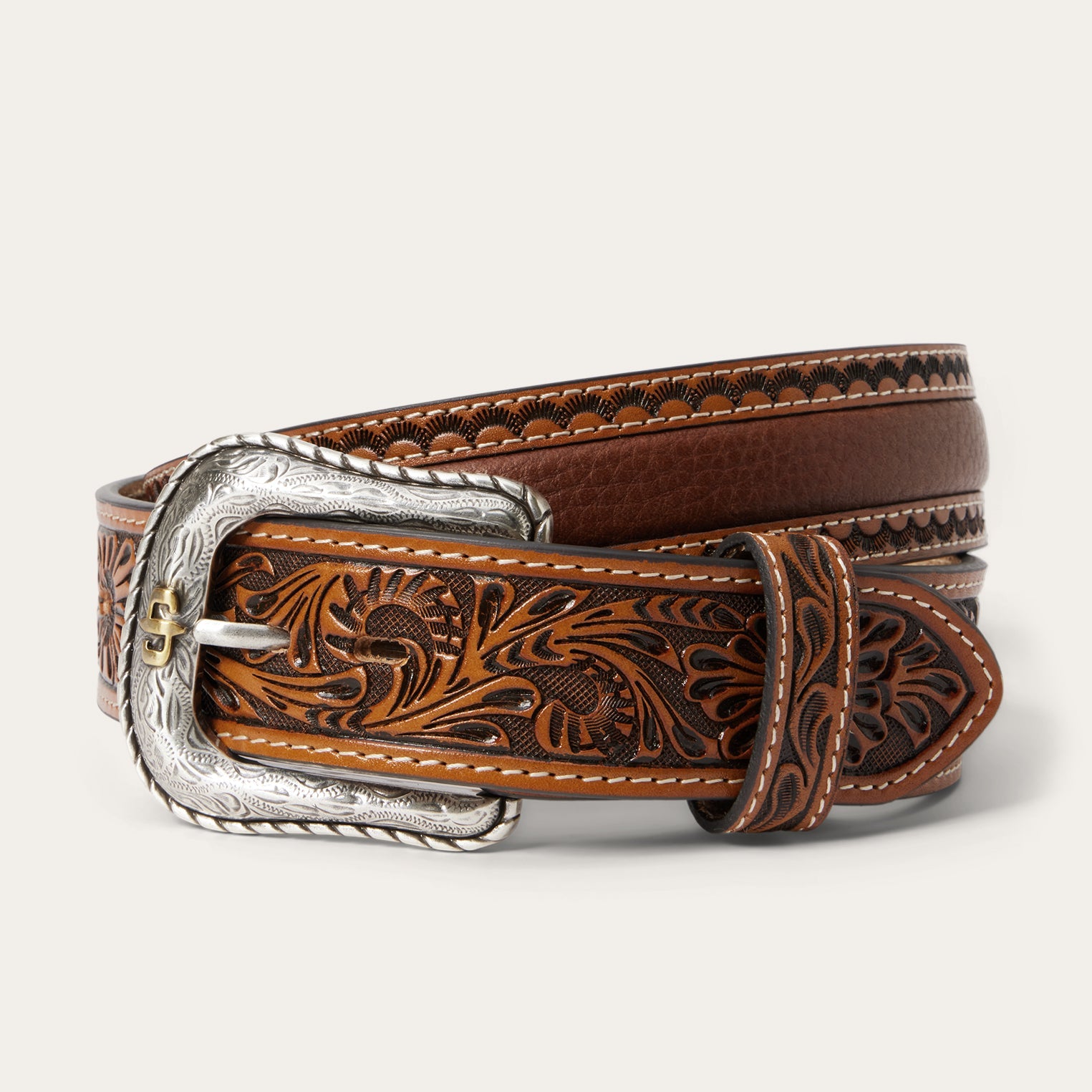 Tooled Tab Belt Cognac | Stetson Men