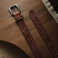 Tooled Tab Belt Cognac | Stetson Men