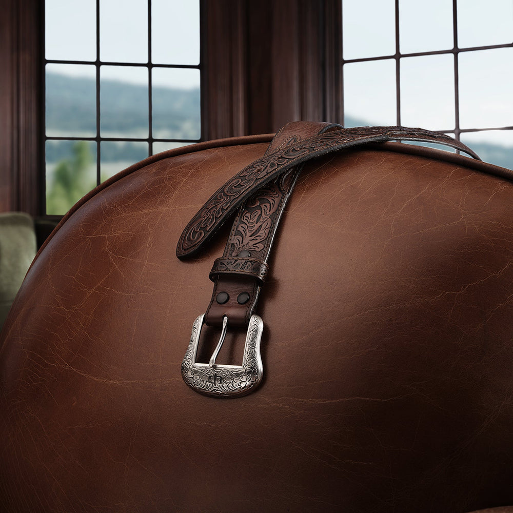 Tooled Tab Belt Cognac | Stetson Men