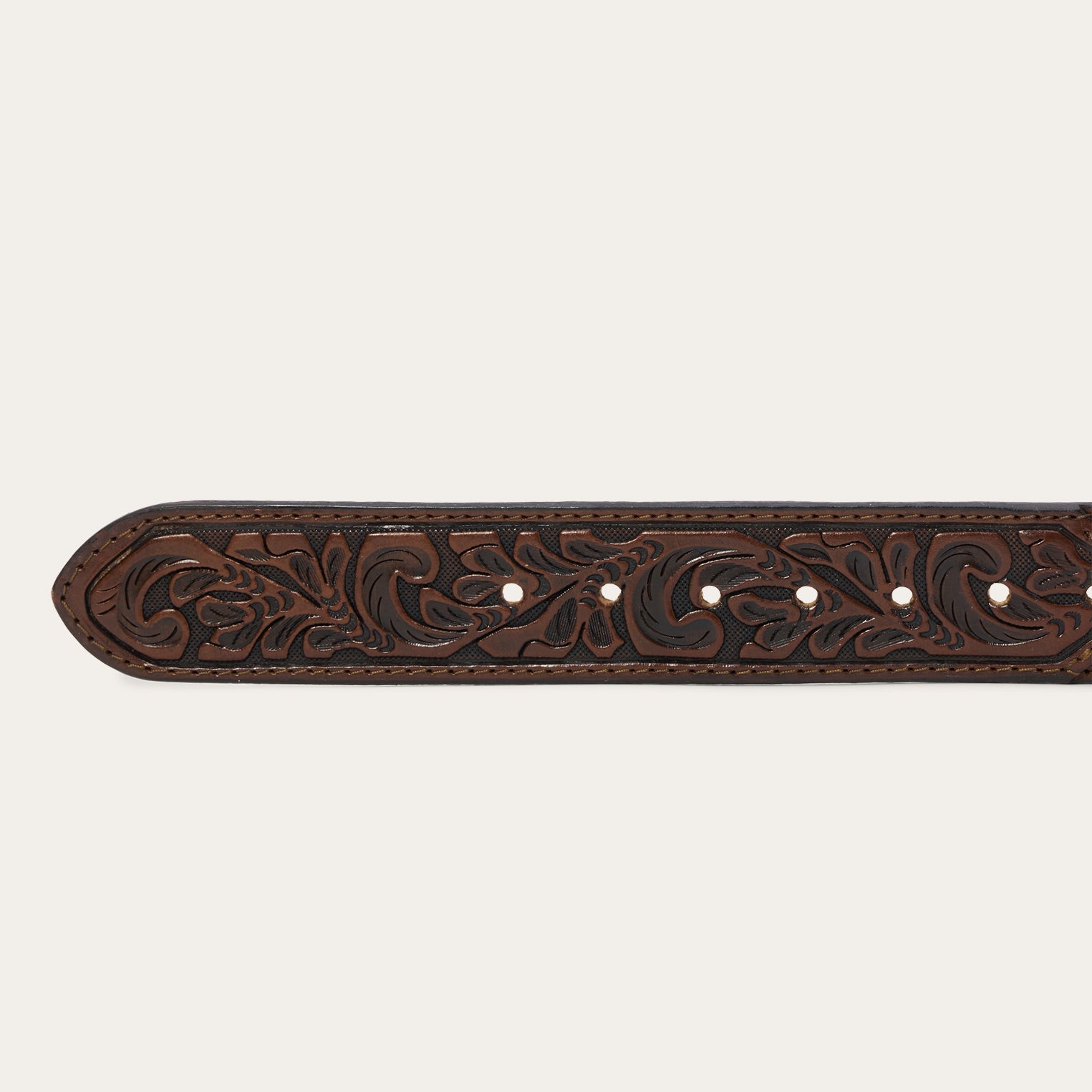 Bison Leather Tooled Tab Belt Hazelnut Bison | Stetson Men