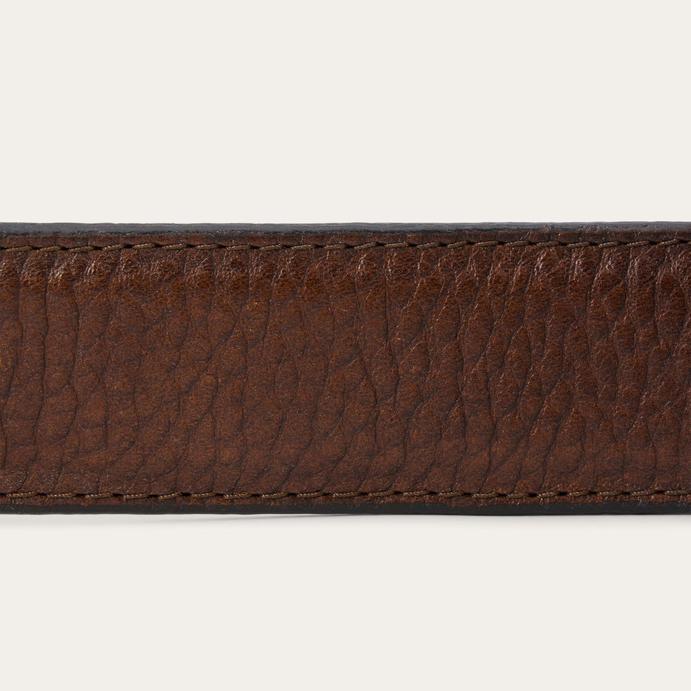 Bison Leather Tooled Tab Belt Hazelnut Bison | Stetson Men